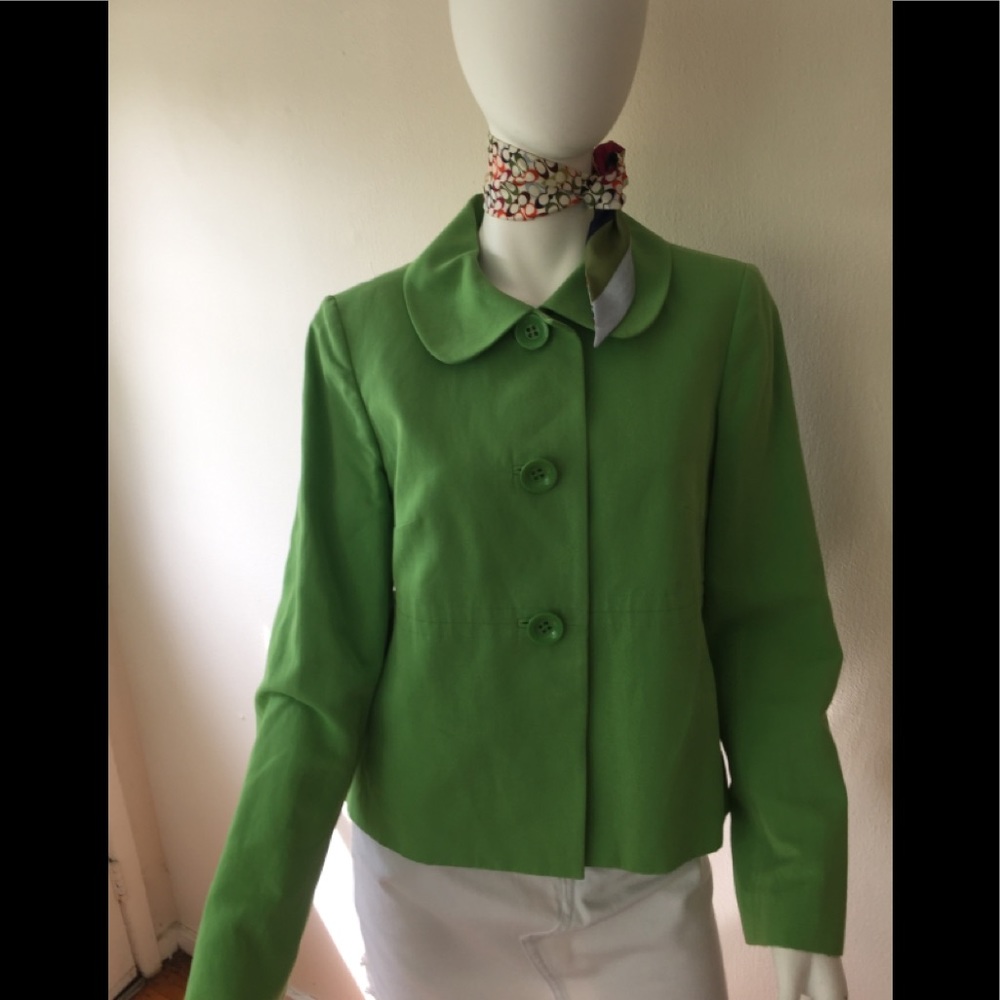 EUC Talbots cotton/linen lime green jacket/blazer